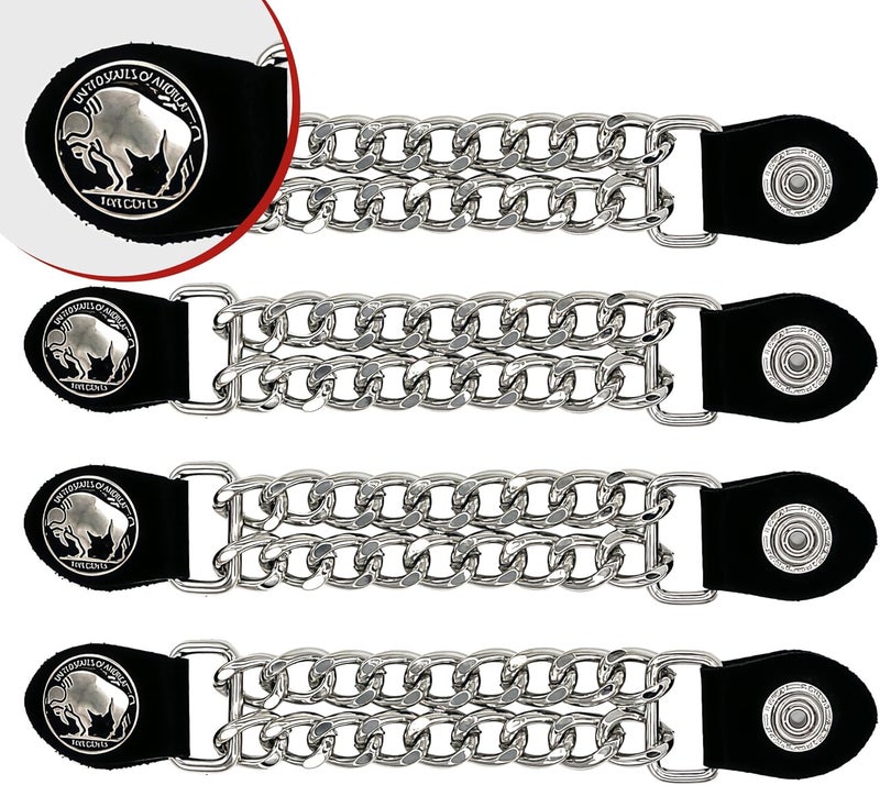 Mirthcos Motorcycle Vest Extenders for Men & Women - 4 PCS Leather Vest Extensions for Biker - Durable Double Chrome Chains - Image 5